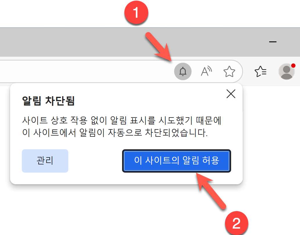 Edge 알림 허용